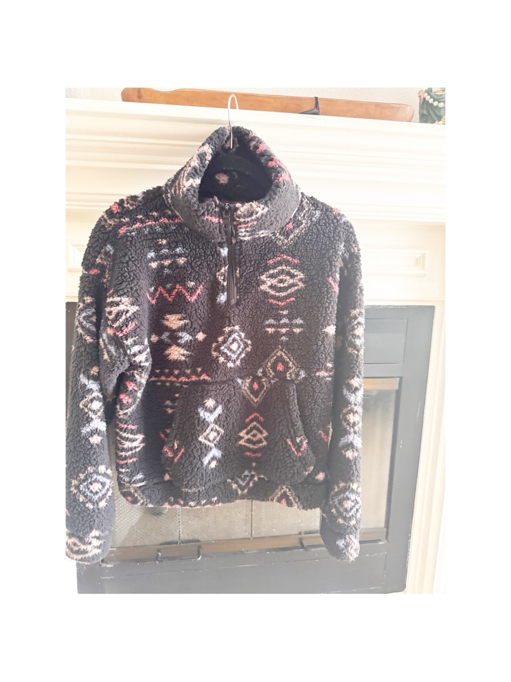 Cozy Black Aztec Sherpa Pullover Sweater